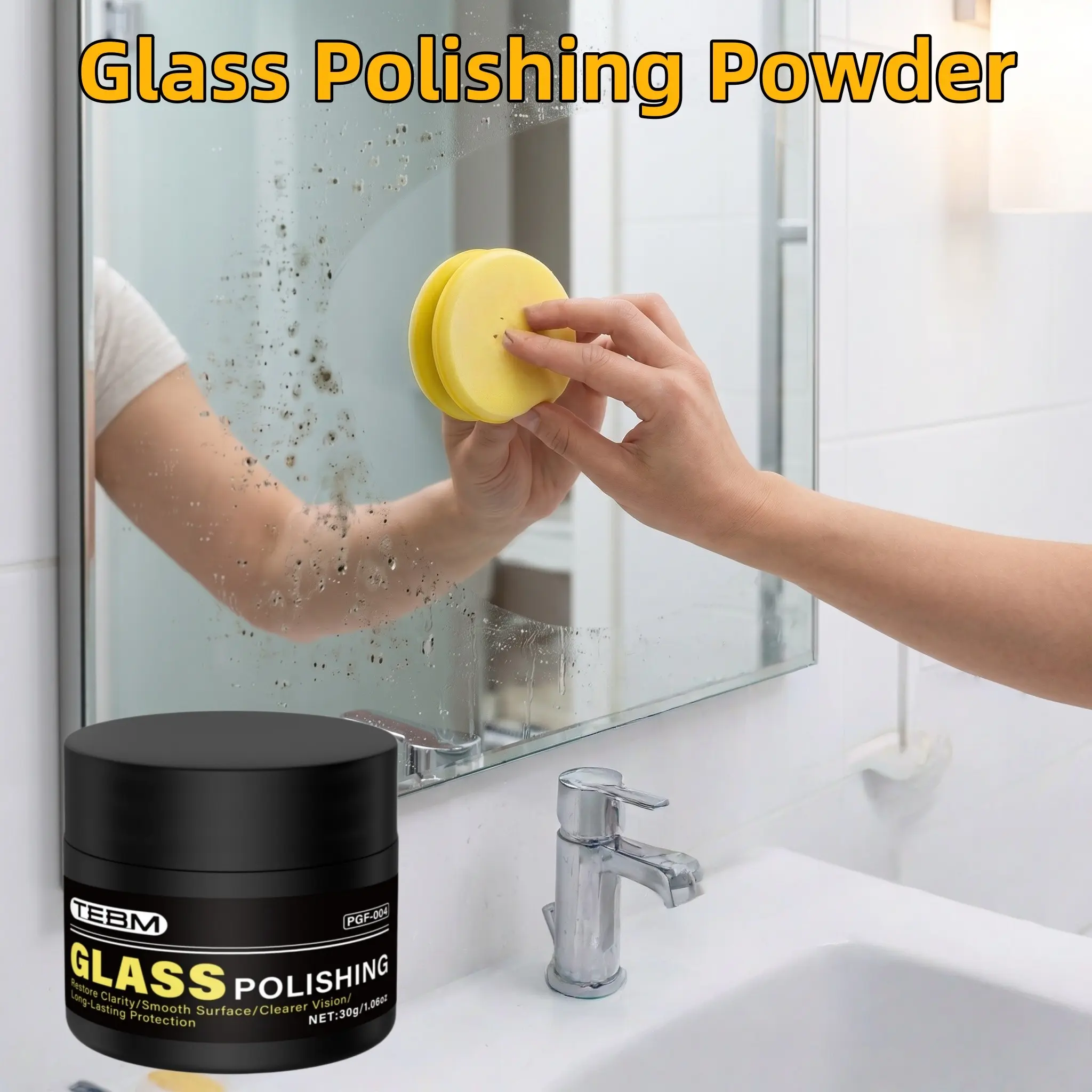 Glass Polishing Powder Automotive Glass Polish Cerium Oxide Rare Earth Powder, Removes Fine Scratches, Car Scratch Remover, Water Stains, Fog Spots, Universal for Car Windshield, Headlights, Shower Room Mirrors