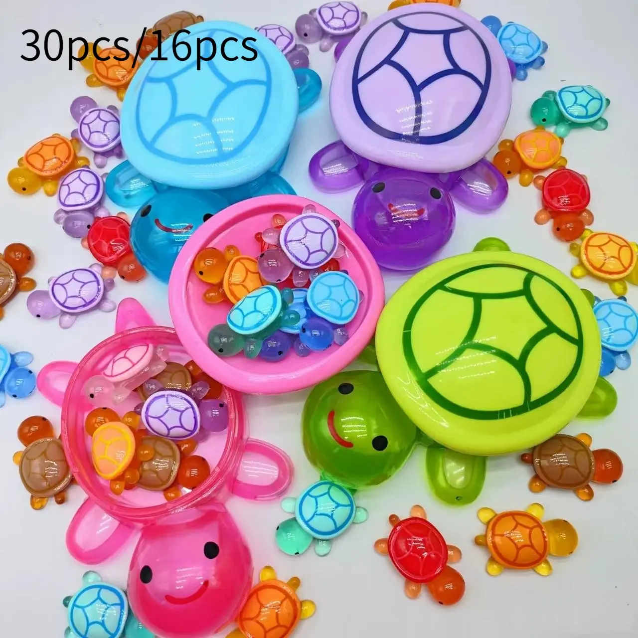 30pcs/16pcs Toddler-Safe Mini Resin Animal Figurines Turtle Figurine Set, Night Light Feature, Non-Electric, Featherless Design, Party Favors & Animal Decorations