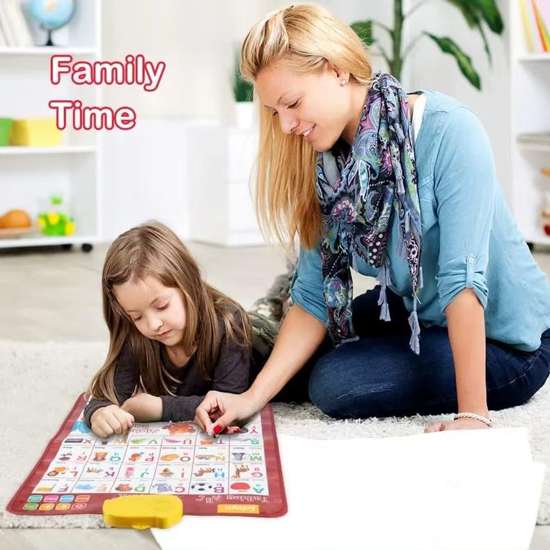 Bilingual English-Spanish 26-Letter Point-and-Read Wall Chart, Waterproof Durable Children's Early Education Learning Machine for Little Hands, Electronic Learning Tools for Family Education