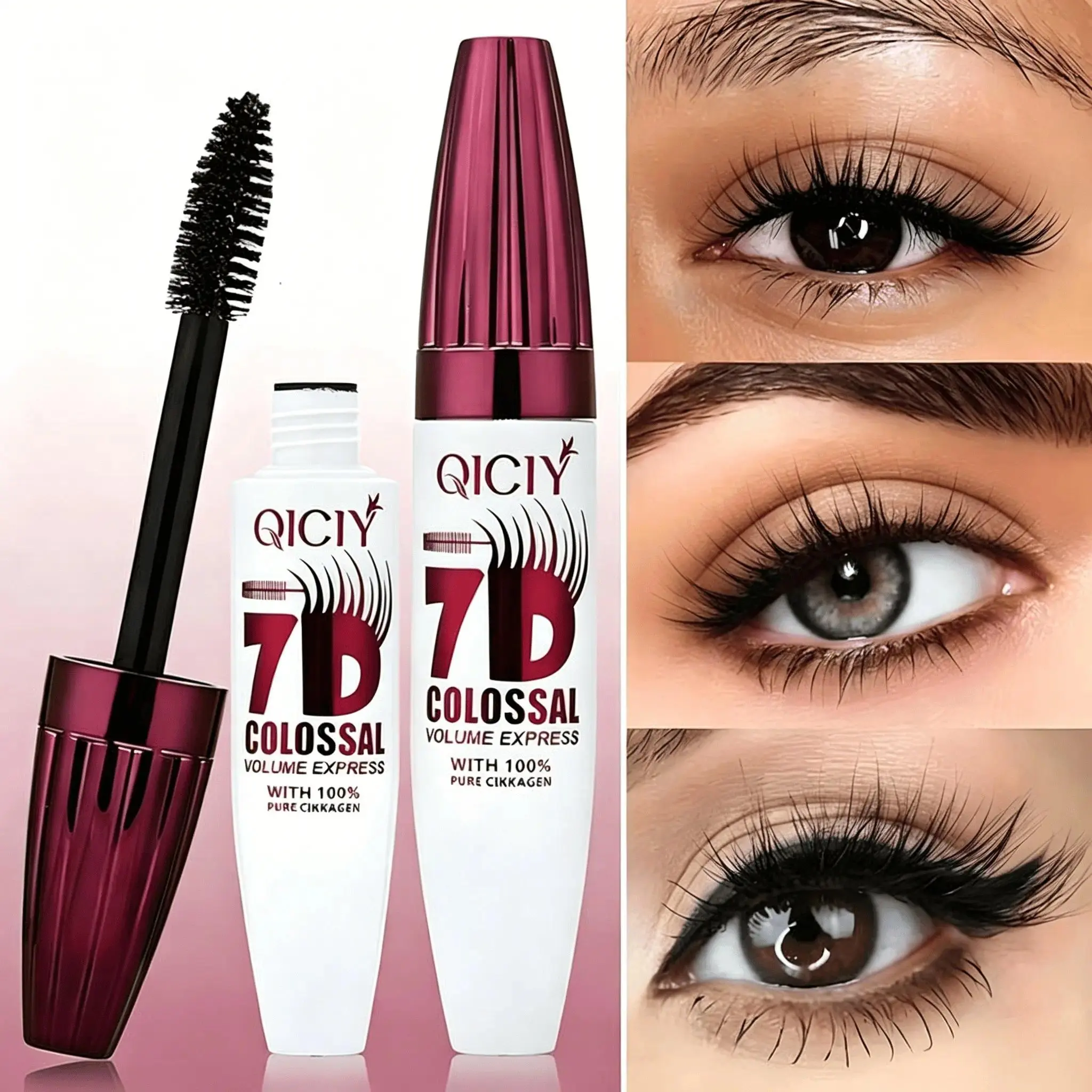 7D Waterproof Volume Mascara, Eyelashes Mascara, Voluminous Lengthening Mascara, Long Lasting Natural Curling Lashes Mascara for Professional Eye Makeup, Made for Women and Girls, Longwear Mascara