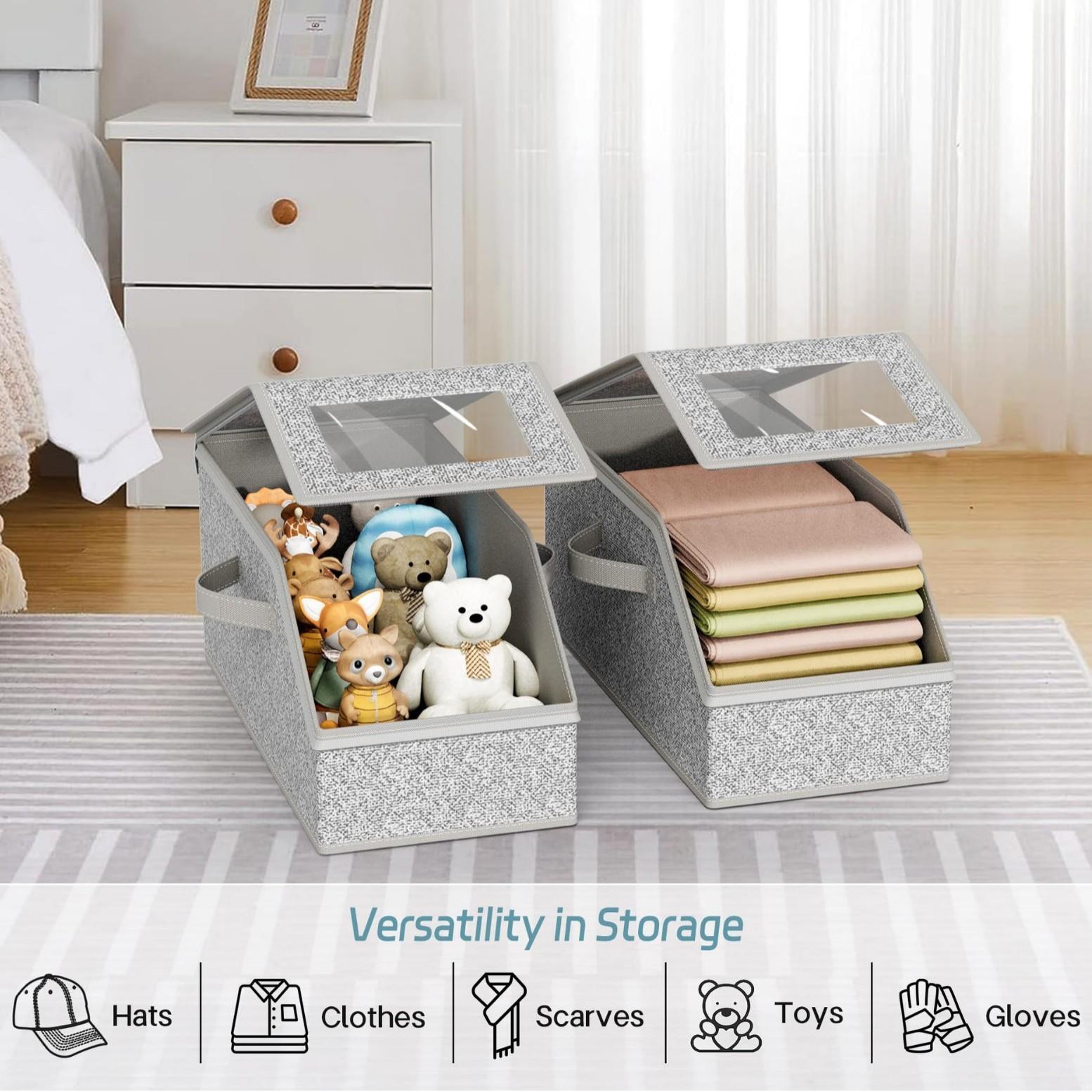 Baseball Cap Storage Box, Stackable Hat Storage Box, Durable Hat Storage Organizer with Lid, Home Organizer for Bedroom, Closet, Living Room, Multifunctional Storage Bin, Durable Reinforced Organizer