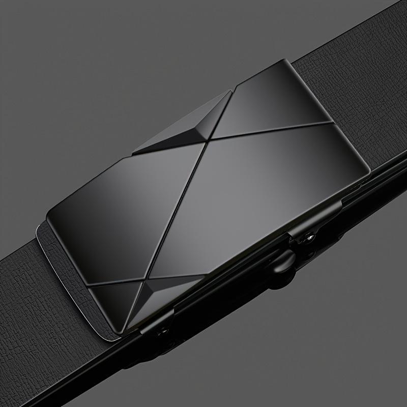 Men's Fashion Faux Leather Belt with Automatic Alloy Buckle Black Business Belt for Jeans Trousers Adjustable Buckle Ideal Gift for Father or Husband Sophisticated Durable Comfortable