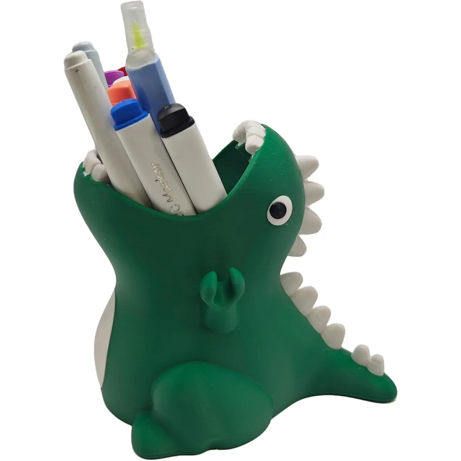 Cute Dinosaur Pen Holder for Desk, 3D Printed Creative Pencil Holder Desk Organizers, Office Supplies Decorations Idea Gift for Women Kids (Green)