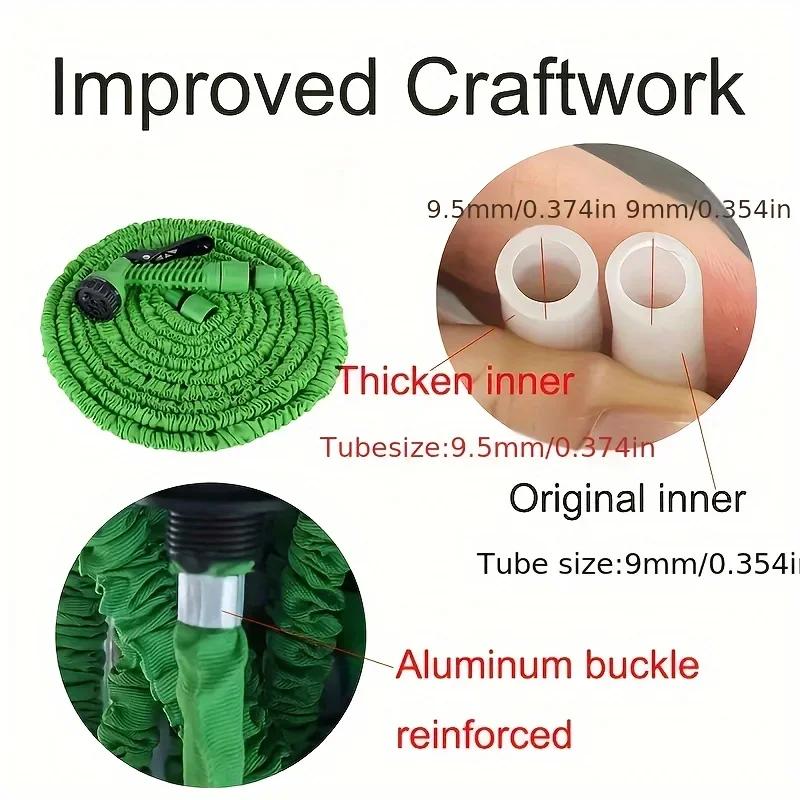 Water Gun All-In-One Garden Hose With 7 Spray Modes - Extendable, No Battery Needed