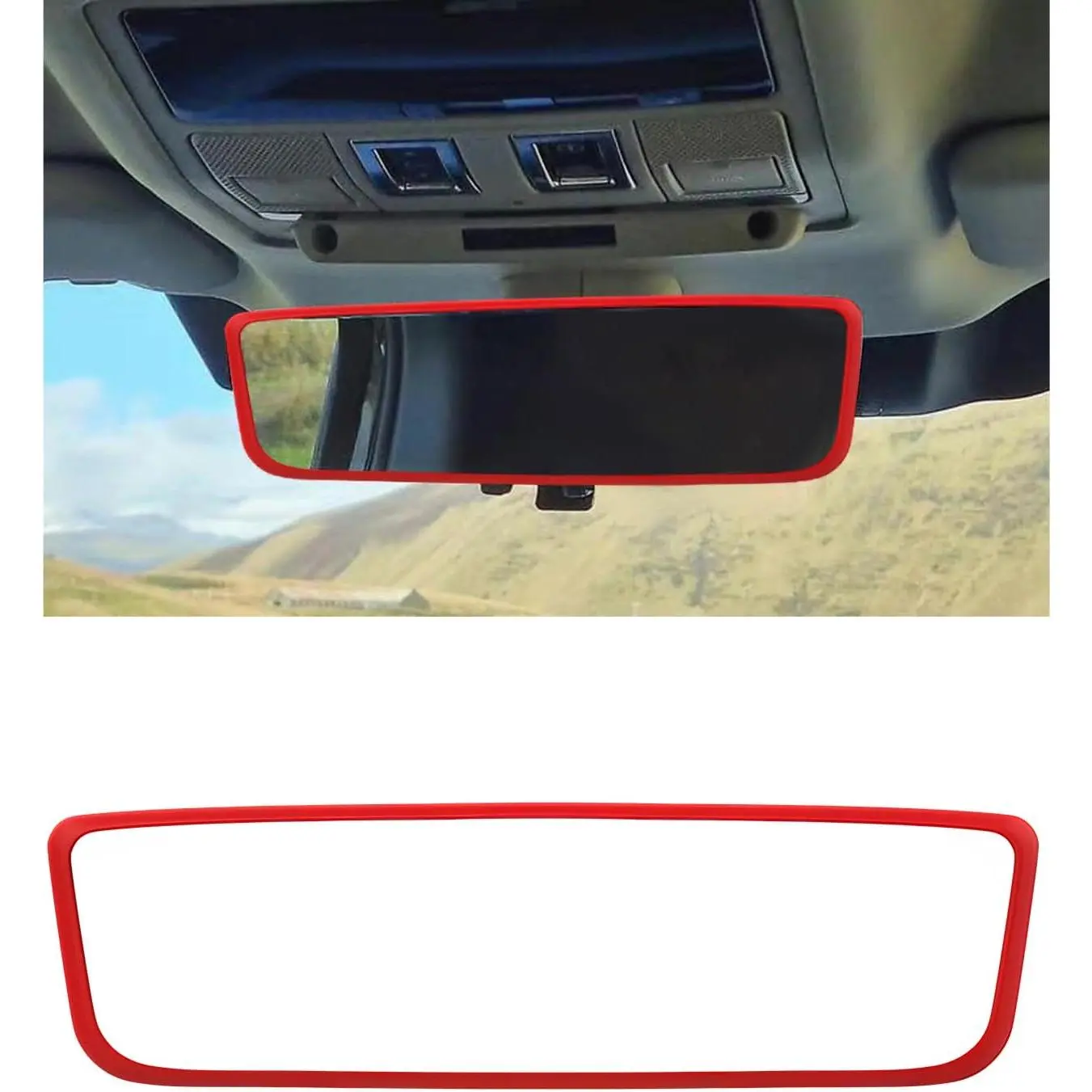 Rear View Mirror Protector Frame,   RearView Mirror Cover Compatible with Model 3 and Y, Auto Interior Decoration Gifts,  Accessories (Red)
