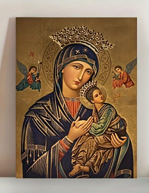 2D Flat, 2D Flat • 1pc Frameless Painting Featuring a Russian Orthodox Icon on Canvas Art, Poster - Our Eternal Help for Women • Modern Wall Art Decoration for Home • Suitable for Living Room, Bedroom, Office, Restaurant, Bar Wall Decor • Printed