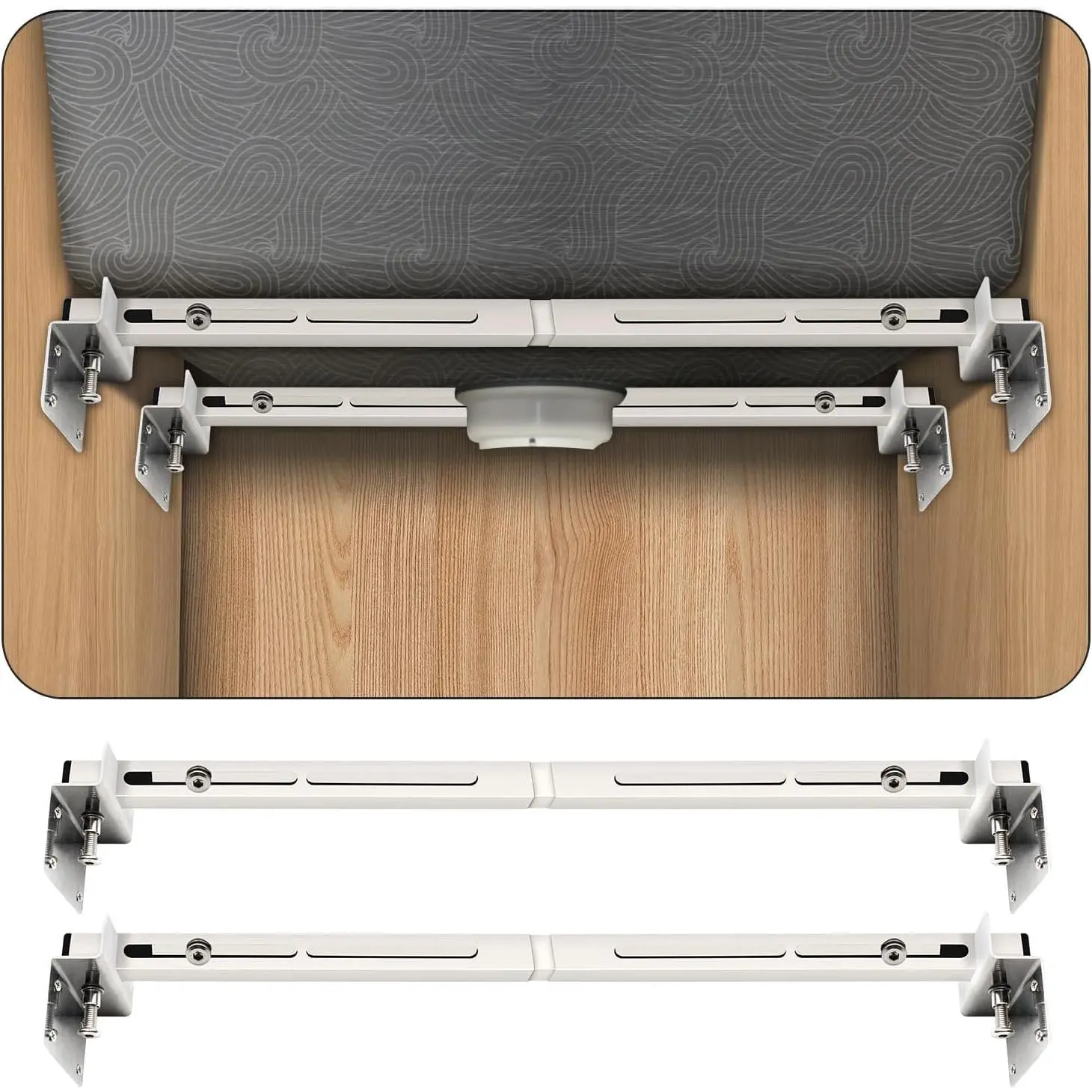 2-Pack Upgraded Undermount Sink Bracket, Undermount Sink Support Kit(Telescopic Length 20"-55"), Stainless Steel Adjustable Support Pole for Kitchen Small Sink