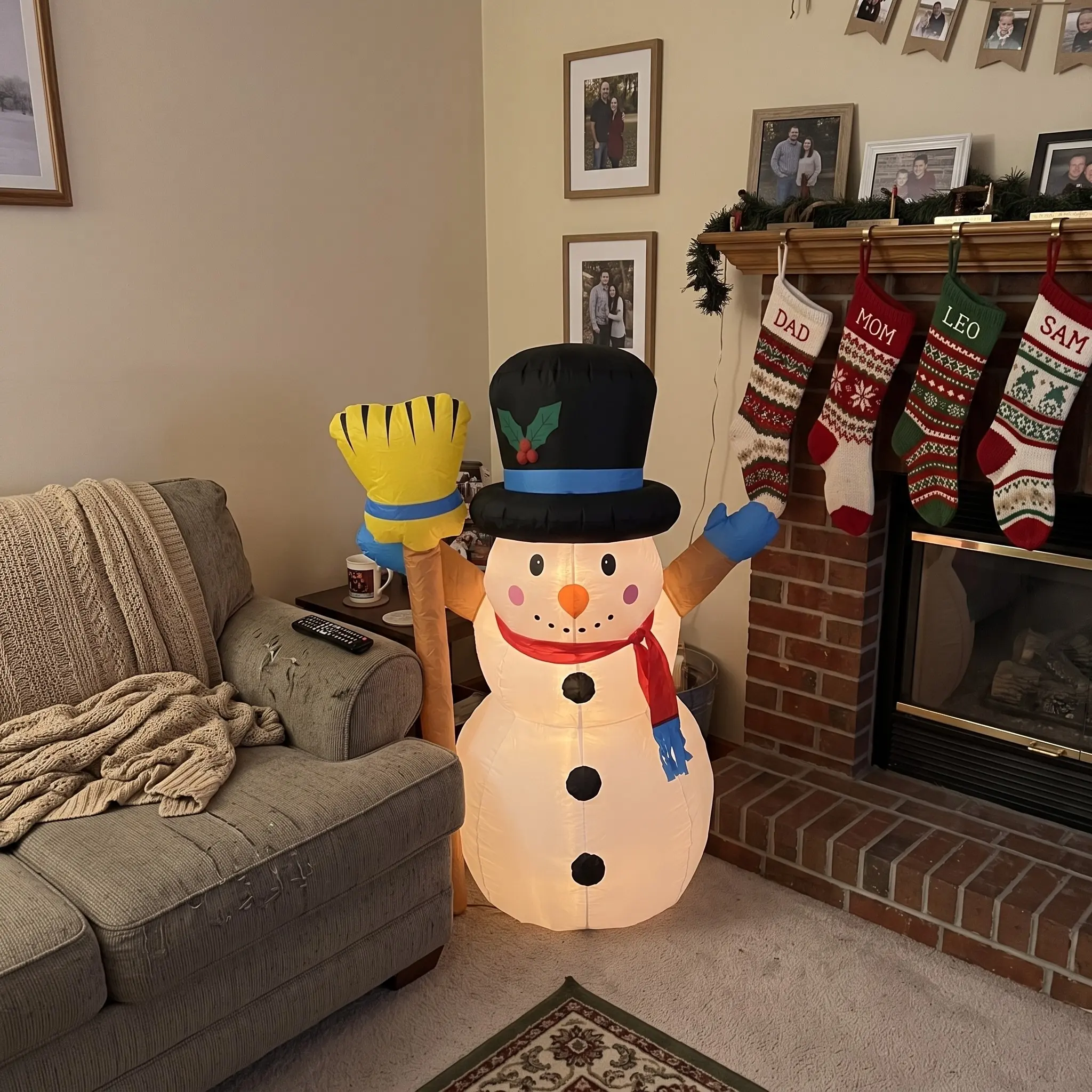 Rotating Colorful Lights Snowman Inflatable, Stunning Outdoor Christmas Display, Instant Magical Holiday Curb Appeal, Portable Decor