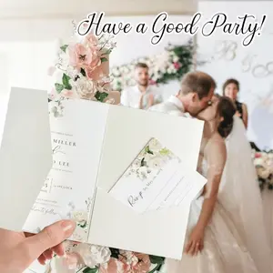 6pcs/set Wedding Invitations Card Tri-Fold Greeting Cards for Wedding Birthday Mariage Party Decoration Supplies