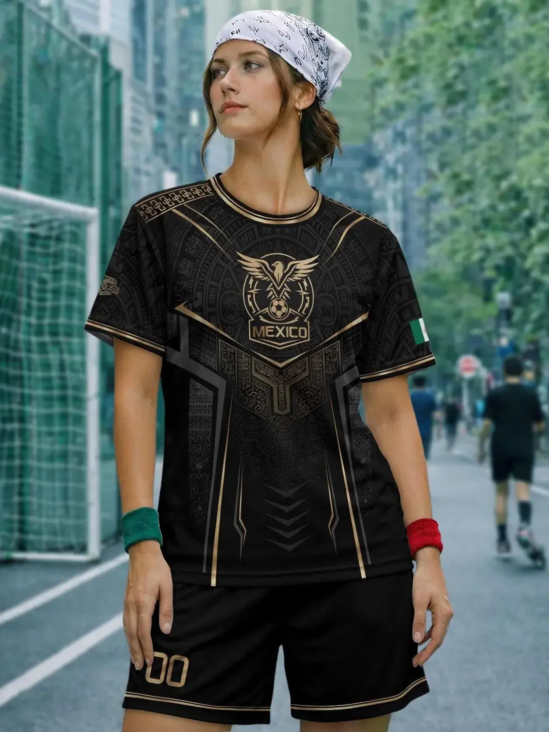 Mexico Men's & Youth Sporty Round Neck T-Shirt, Active T Shirts, All-Over Print, Slim-Fit, Breathable & Lightweight, Ideal for Training & Casual Wear