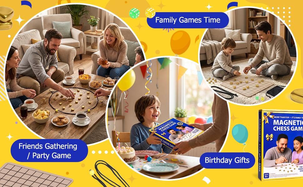 Magnetic Chess Game with Stones, Magnet Chess Game with String, 40 Magnetic Rocks, Mat, Dice and Storage Bag, Fun Magnetic Stones Game for Adults and Kids Ages 8+, Easter Family Game Night and Party