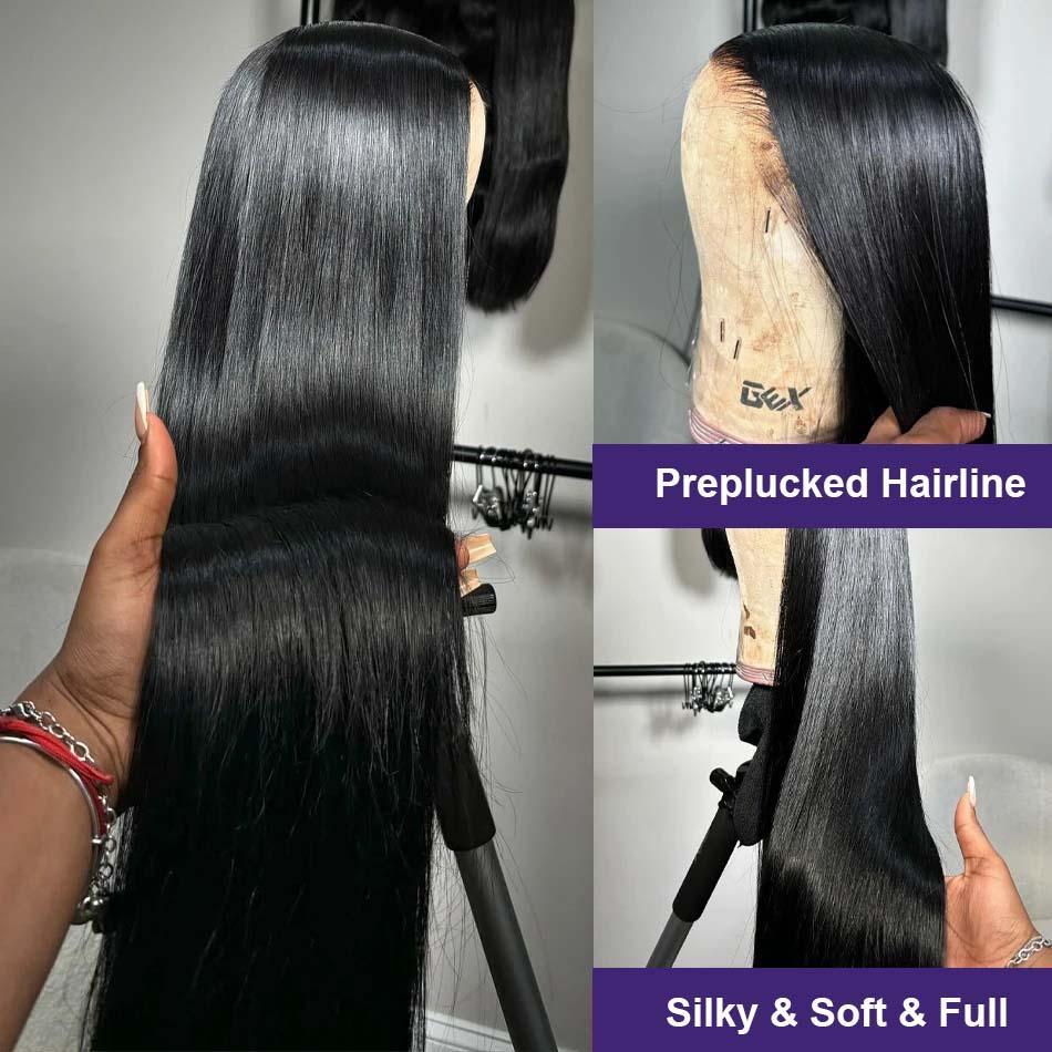 18-36 Inch 200 Density Bone Straight 13X6 Hd Lace Frontal Wig 13X4 Transparent Lace Front Pre Plucked Human Hair For Women