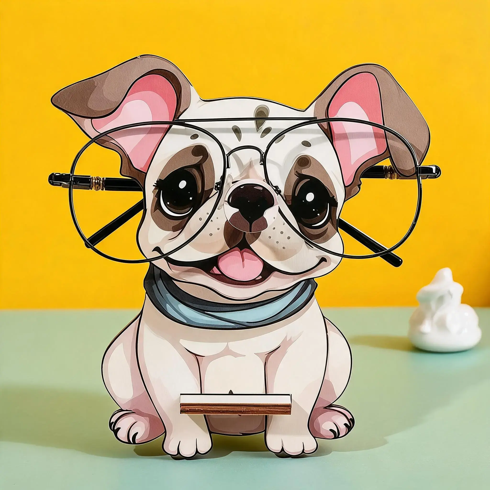 Cute wooden Baggle shaped glasses clip, Sunglasses holder clip, Glasses Holder, designed in white, brown, suitable for reading and glasses storage. It is a gift for men and women, glasses display stand, and office desk decoration