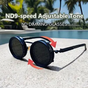 2026 Viral Unisex Polarized Round Sunglasses, Retro Punk Style ND9 Adjustable UV400 Sun Glasses for Fishing & Outdoor Activities