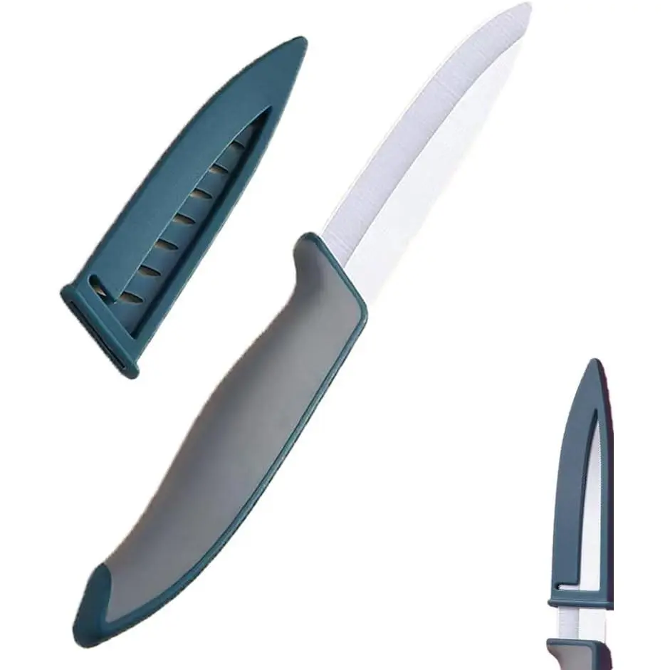 Ultra Sharp 4-in Ceramic Paring Knife with Large Blade - Rust-free, Safe Cutting Knives for Cooking Use, Ideal for Fruits and Cooked Food