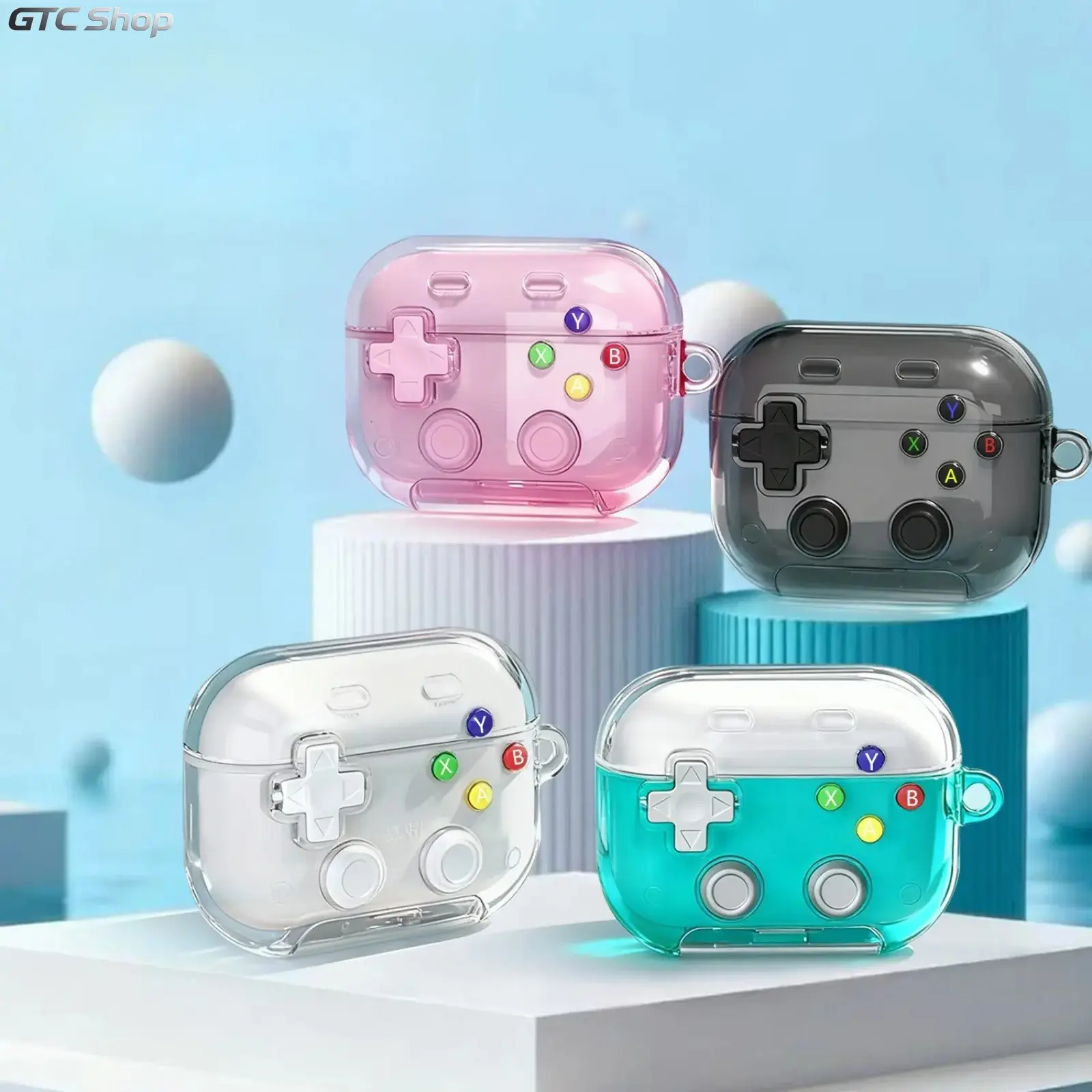 Cute Game Controller Pods Protective Case, Popular Clear Silicone Earbud Cover with Gamepad Print, Anti-ScrDrop Gaming Themed Shell, lightweight & durable design, great for daily commuting, outdoor trips, and showing off your style