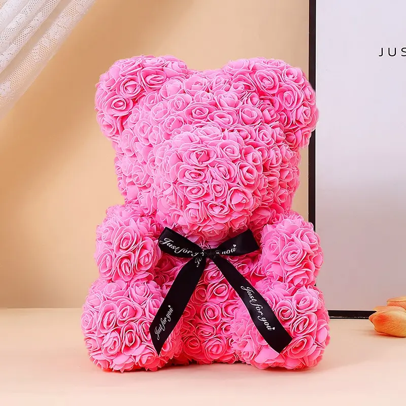 Rose Bear Bouquet, Realistic Artificial Flowers, Eternal Flower Gift, Perfect Gift for Proposals, Anniversaries, Weddings, Parties, Decorative Floral Arrangement, Artificial Flower Bouquets