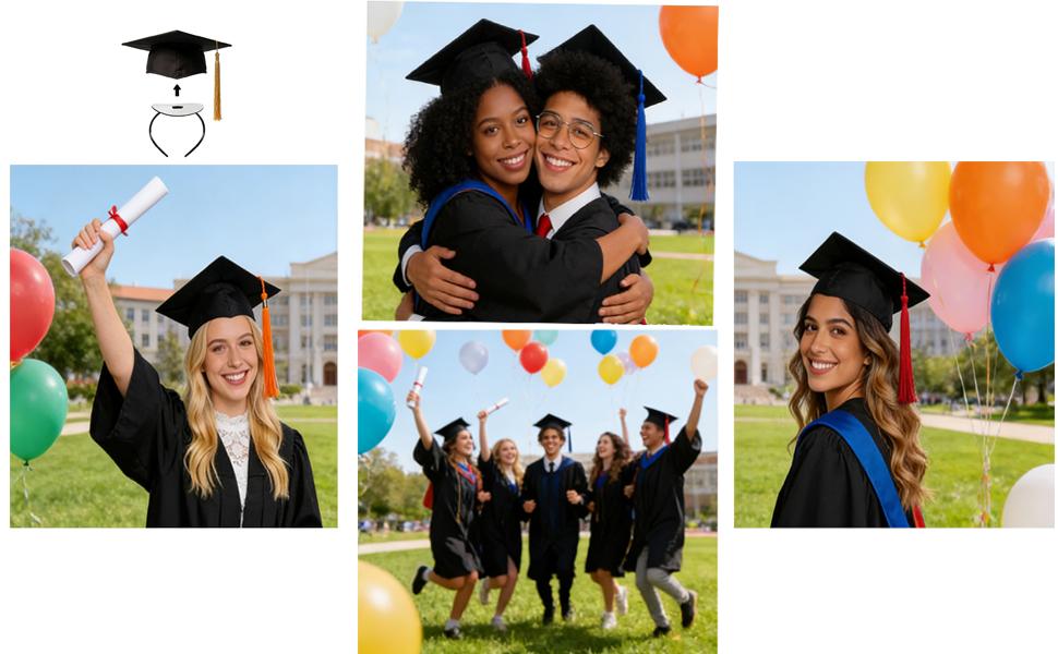 2026 Graduation Season 2 Pack No-Slip Graduation Cap Headband Insert, Firm Anti-Fall Hair Band Holder with Hook and Loop Sticker, Secure Grad Hat & Hairstyle for Graduates Students Women Men Reliable Grip for All-Day Ceremony, Fits Most Head Sizes