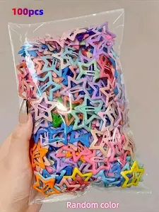 100 Candy Color Star Hair Clips, Claw Clips, 2000s Y2K Style Punk Aesthetic Non-Slip Metal Accessories, Women Street Fashion Spring Hair Pins