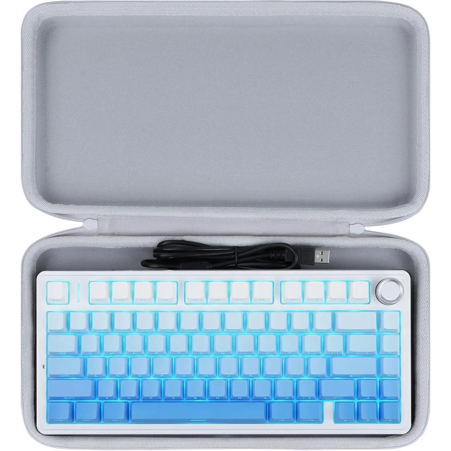 Hard Case Compatible with Aula F75 Pro / F75 MAX  Keyboard | Lightweight Carry, Secure Storage, Convenient Zipper, Soft Interior,Grey Case