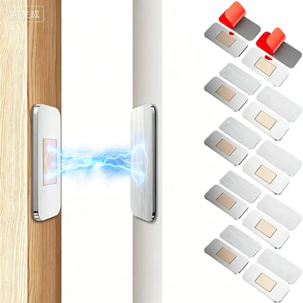 Ultra Thin Cabinet Door Magnets, Adhesive Drawer Magnets to Stay Closed, 10 Pack Magnetic Cabinet Door Catch, Stainless Steel Latch Easy to Install with Double Sided Tape, Reusable Cabinet Hardware Thickness 0.08in