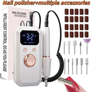 Electric Nail Drill Kit, Rechargeable Pedicure Tools, Professional Pedicure Set with Multiple Grinding Heads, LED Display, 32 Speed Levels, Gel Nails, Home Salon Use