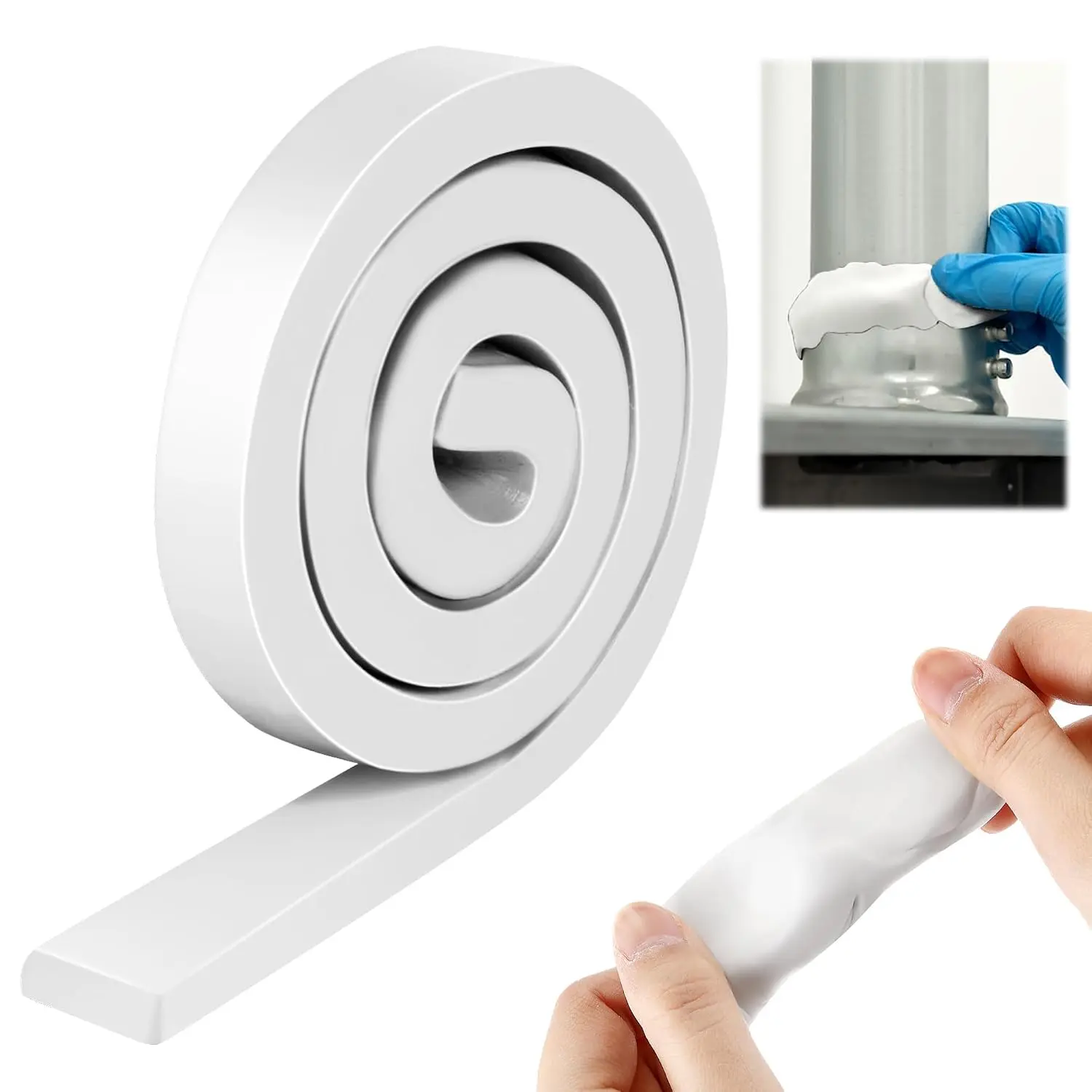 1 Pack Hand Molding Putty Roll (1.5 ft x 0.32 in, White) - Non-Hardening Multi-Purpose Duct Seal for Metal/Glass/Ceramic, Heat-Resistant Crafts Adhesive Sealant, Diy Users
