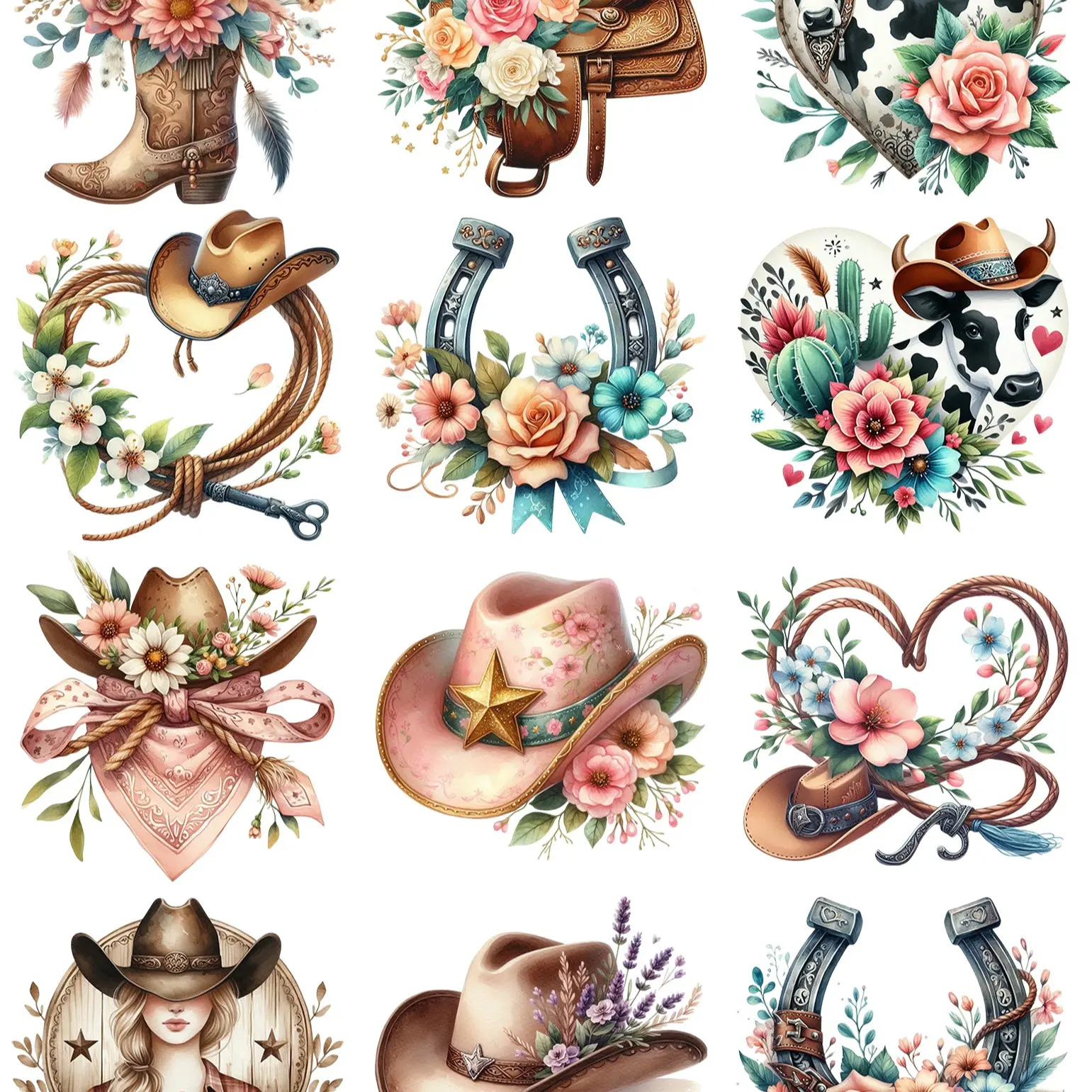 12Pcs Western Cowboy UV DTF Transfer Stickers, Waterproof, Fit 16OZ Glass Jars & Mugs, Self-adhesive Easy Application, DIY Decor for Cups, Bottles, Furniture, Photo Frames, Ideal Gift
