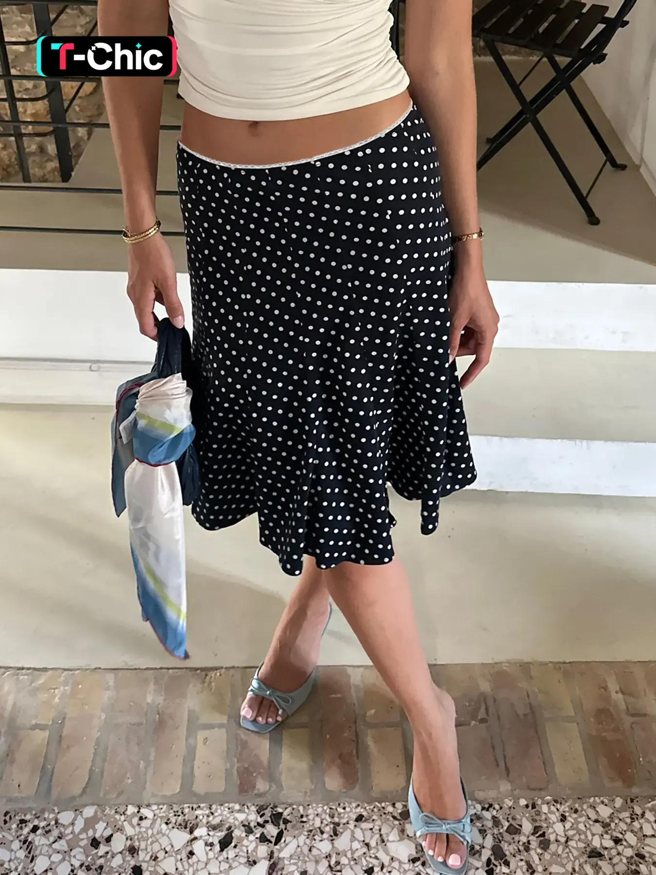Women's All Over Polka Dot Print Mermaid Skirt, Casual Drop Waist Skirt for Daily Wear, Ladies Fall & Winter Bottoms, Boho Casual Skirts, Casual Fashion Skirt, Bohemian Skirt, Bohemian Style Skirt, Casual Fashionable Skirt