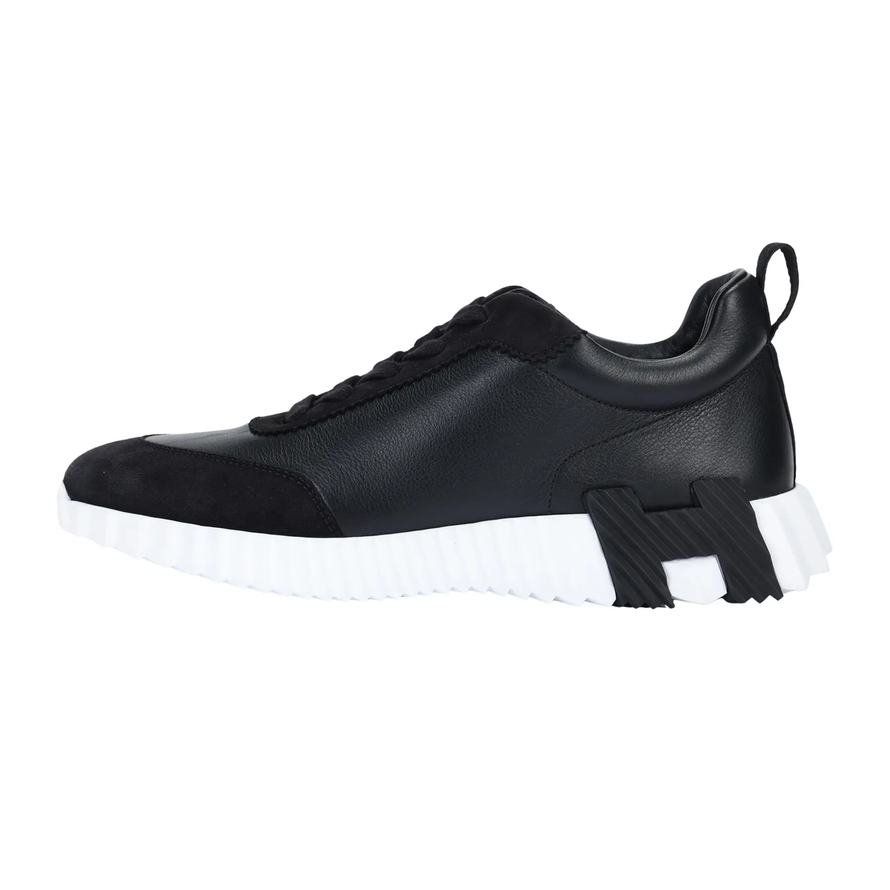 Men's Hermes Bouncing Calfskin Leather Lace-Up Platform Low-Top Closed Casual Trainer Footwear - Black Trending, House White Official, Maison Mihara Verifiable with Credentials & Global Authentication
