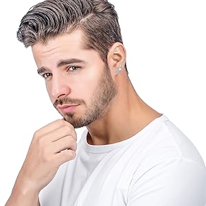 Jstyle 4 Pairs Stainless Steel Magnetic Stud Earrings for Men Women Silver Tone CZ Non-Piercing Clip On Stud Earrings Set 6-8MM
