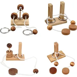 Wooden Threading Rope Loop Puzzle Luban Lock Brain Teaser Game Adult Kids Toy Puzzles for Adults (4)fidget toys