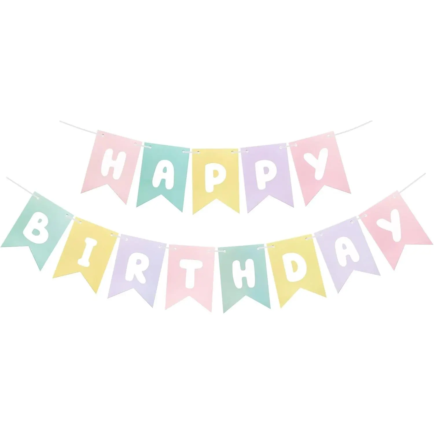 Pastel Happy Birthday Banner, Rainbow Birthday Bunting Sign for Women Girls Boys Birthday Party Decorations,  Girls Party Backdrop Light  Blue  Yellow