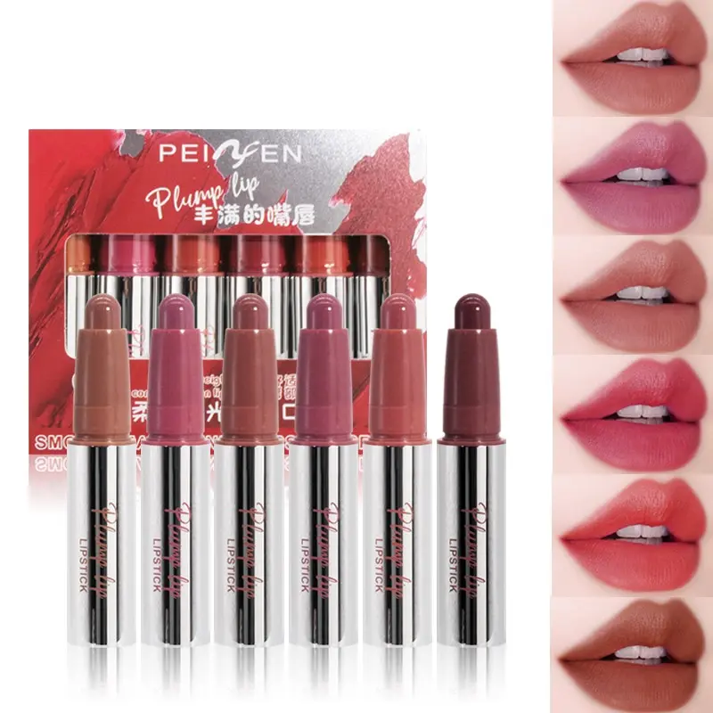 Crayon Matte Lipstick Pen Set, 6 Colors Velvet Finish, Waterproof Long-Lasting, Multi-Color Lip Gloss Pens, Perfect for Everyday Use