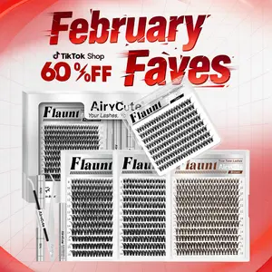 Flaunt Collection | Airy Cute Flaunt & Short Flaunt & Brown Flaunt & One-Length Flaunt | Waterproof, Long-Lasting Lashes | Flora | Natural Daily, Volume Style | Beginner Friendly DIY Lashes For a Flawless, Voluminous Look