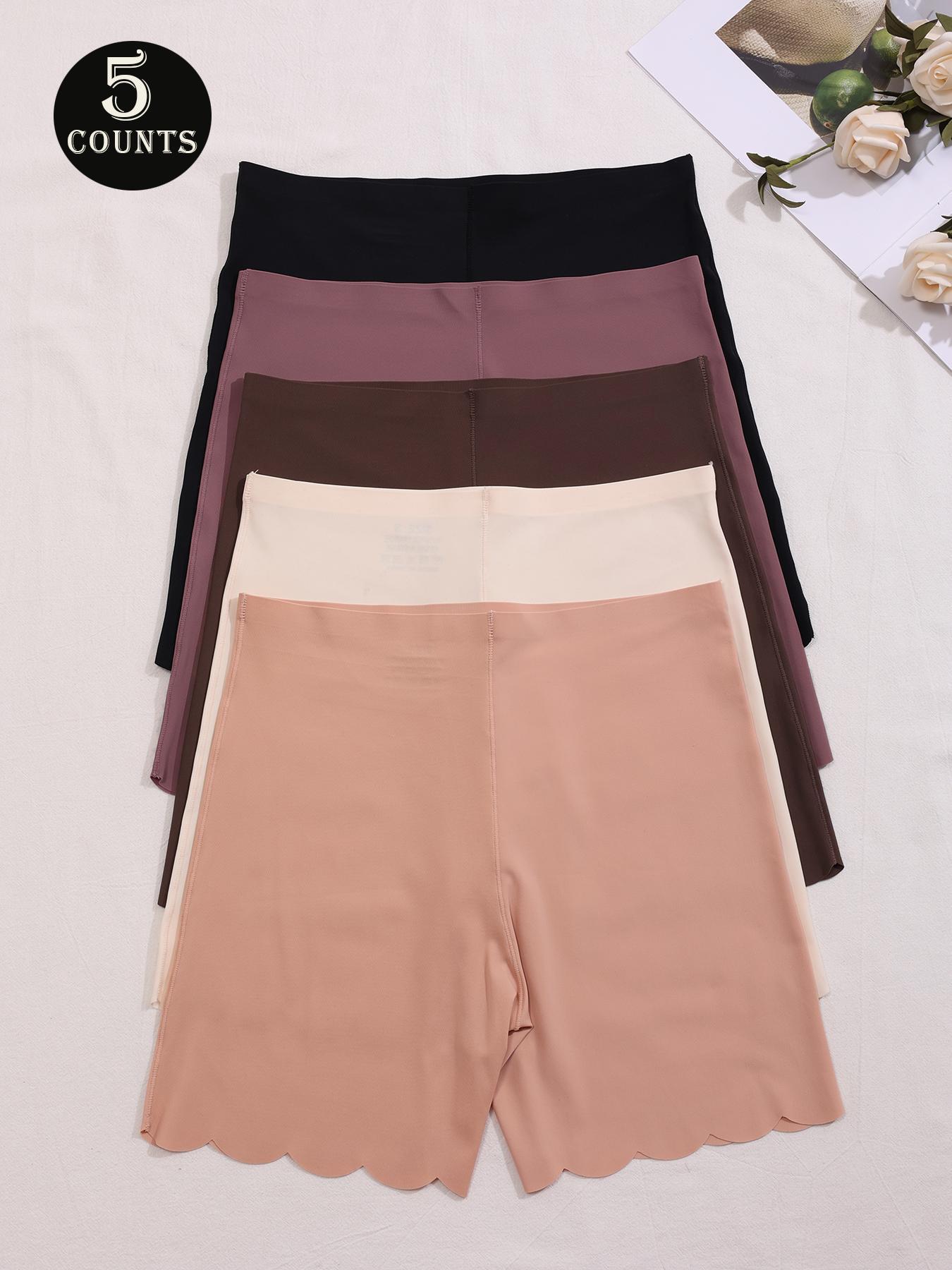 Women's Solid Color Scallop Trim Boyshorts, Soft Fit Panty, Soft Comfy Breathable Panty for Daily Wear, Underwear for All Seasons