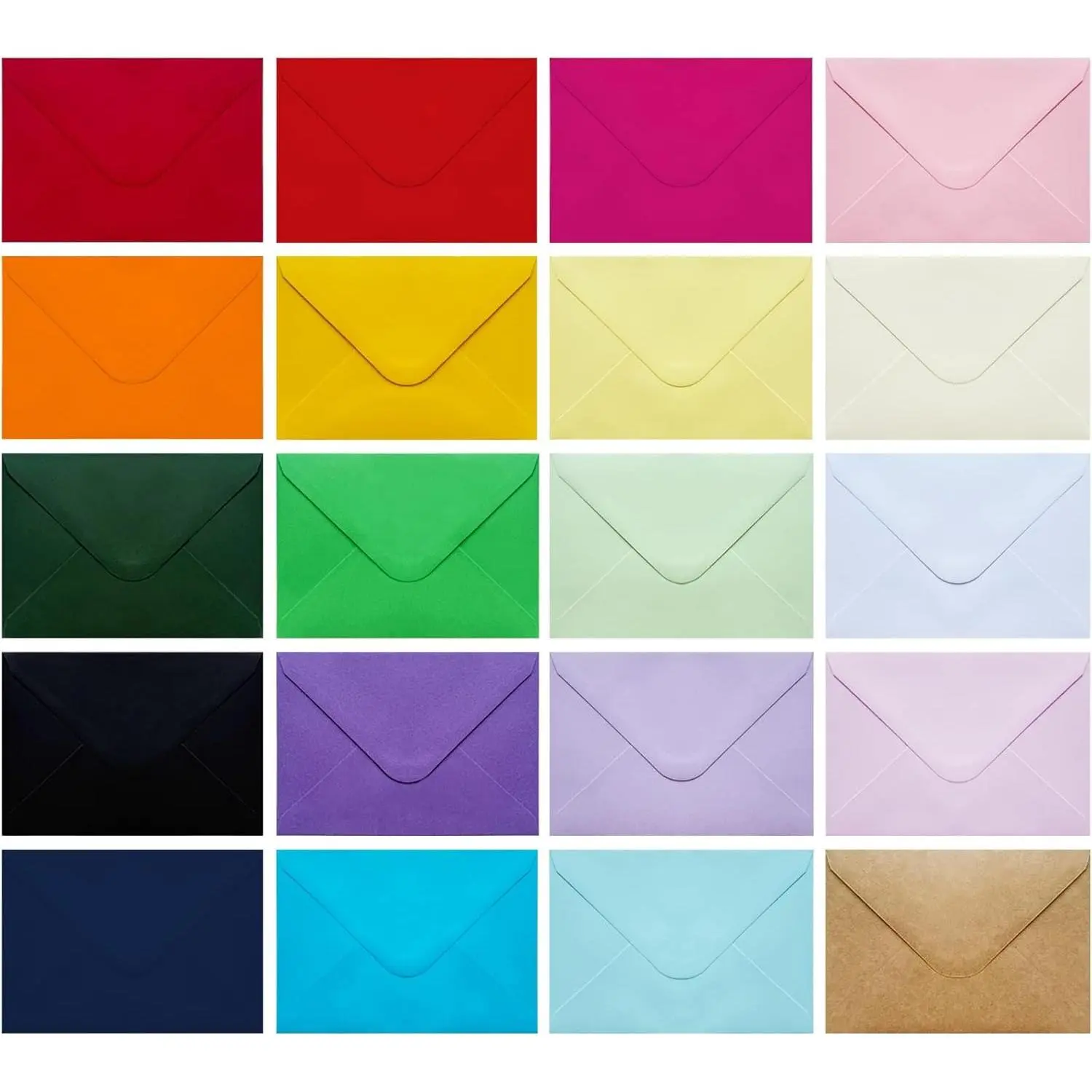 Colored Self-Adhesive Seal Envelopes (60 Pack, 4.45x6.34in, 20 Colors) - Fits Cards, A4 Invitation Compatible, for Wedding Party Uses