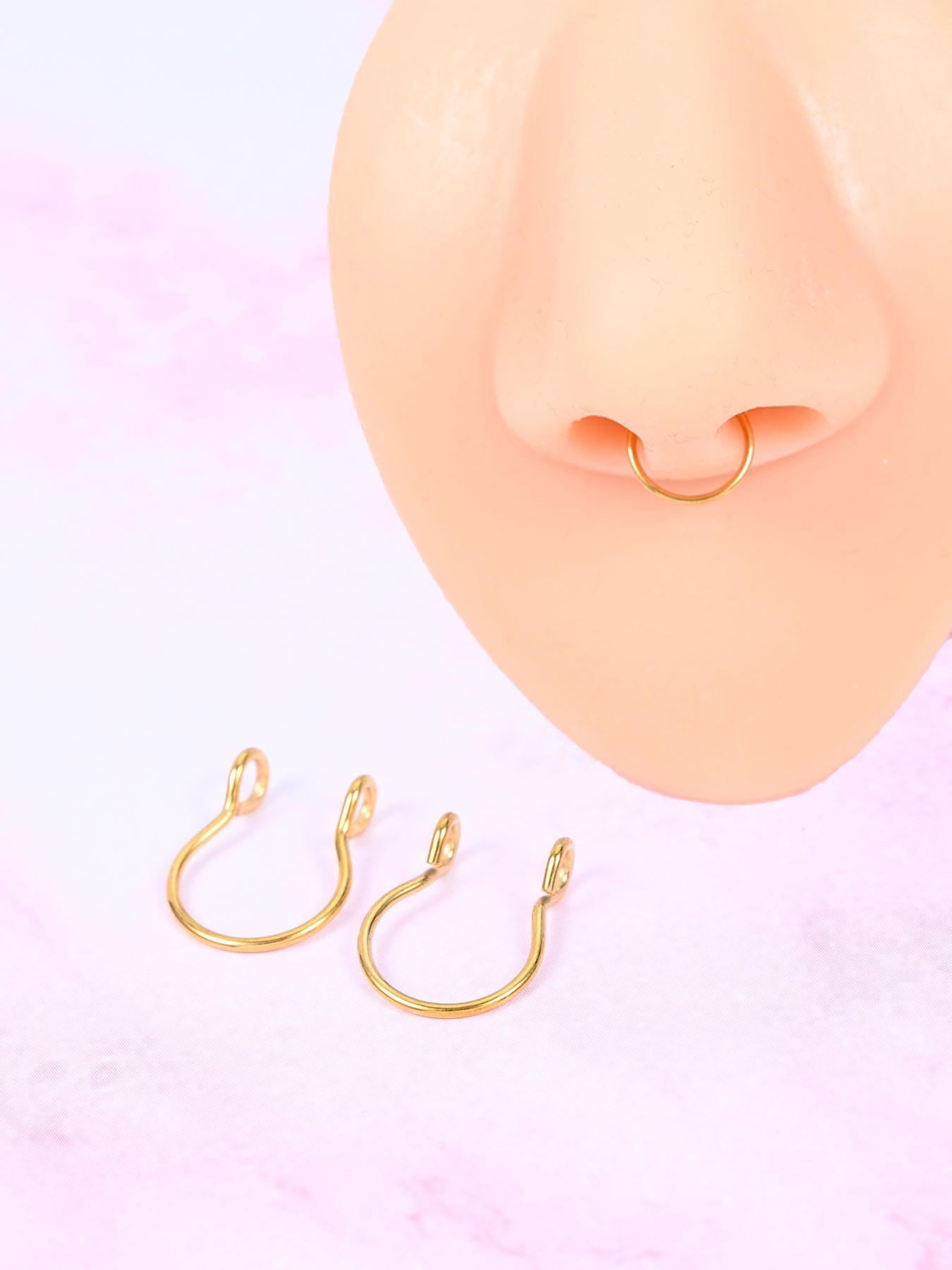 3pcs Stainless Steel Fake Nose Ring, Faux Piercing Jewelry 8 mm Fake Nose Ring Hoop Nose Rings Hoops for Faux Septum Nose Ring Set