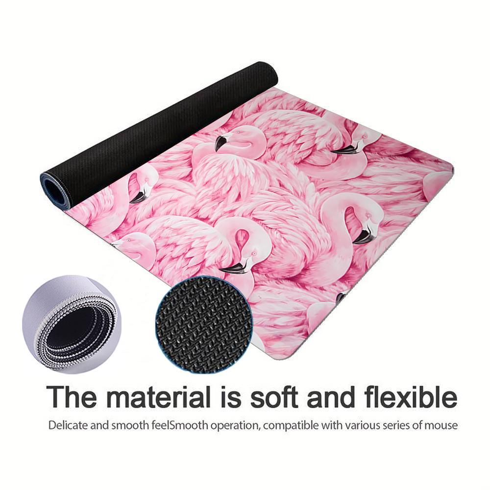 Pink Flamingo Pattern Mouse Pad, 1 Count Gaming E-sports Computer Thickened Mouse Pad, Washable Mouse Pad for Home & Office