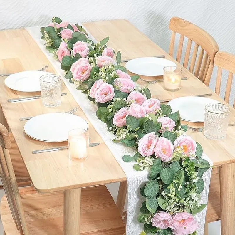 Luxury Rose and Eucalyptus Wreath, Multi-Functional Plastic Decor, Home Wedding Party Decoration, Party Decor Props, Indoor Outdoor Use, Holiday Gift