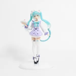 Hatsune Miku Cat Ear Maid Sweet Treat Figure 19cm, Gradient Twin Ponytail Strawberry Cake, Pure Base, Anime Girl Desk Decor Gift