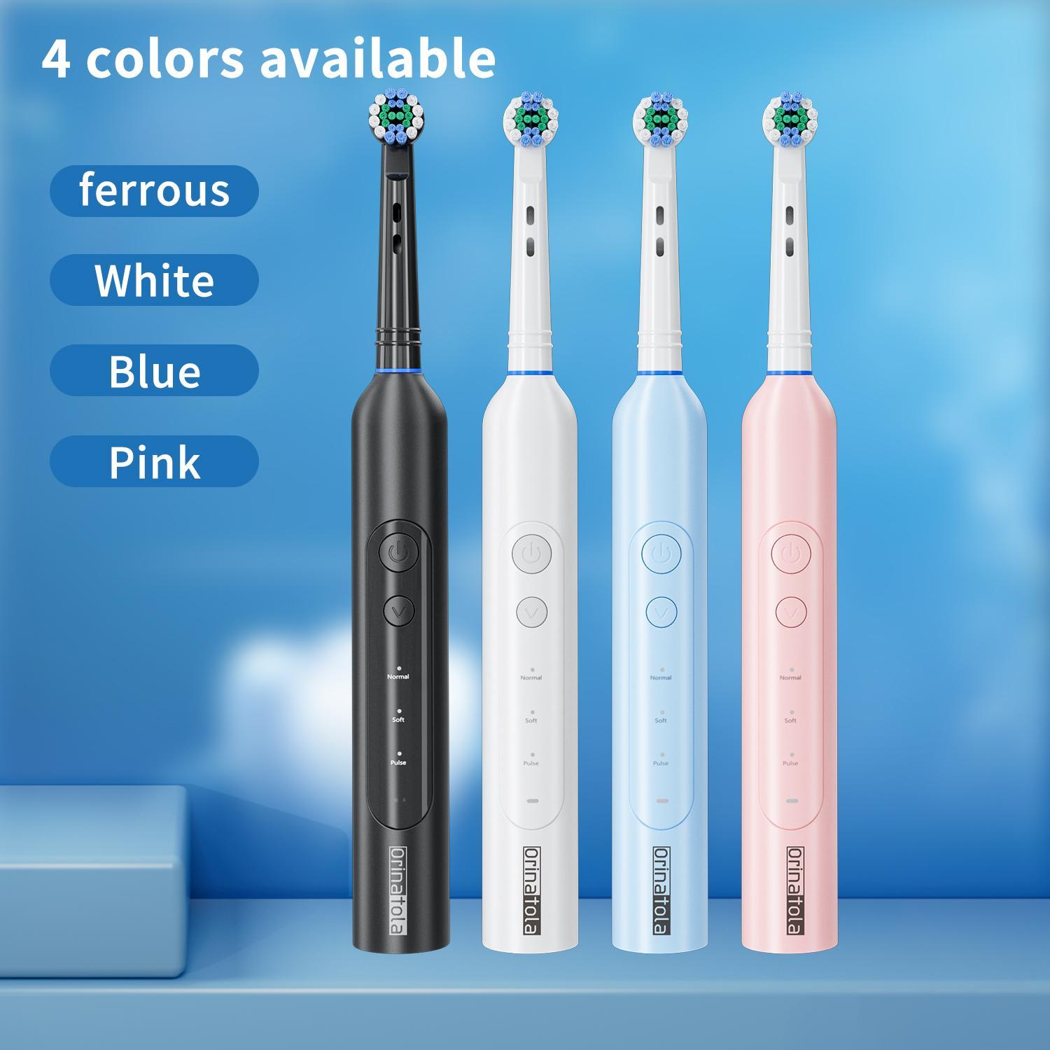 Electric Toothbrush with 8 Counts Brush Heads, 1 Box USB Rechargeable Waterproof Rotating Toothbrush with 3 Cleaning Modes, Oral Care Product for Adults, Cordless Toothbrushes