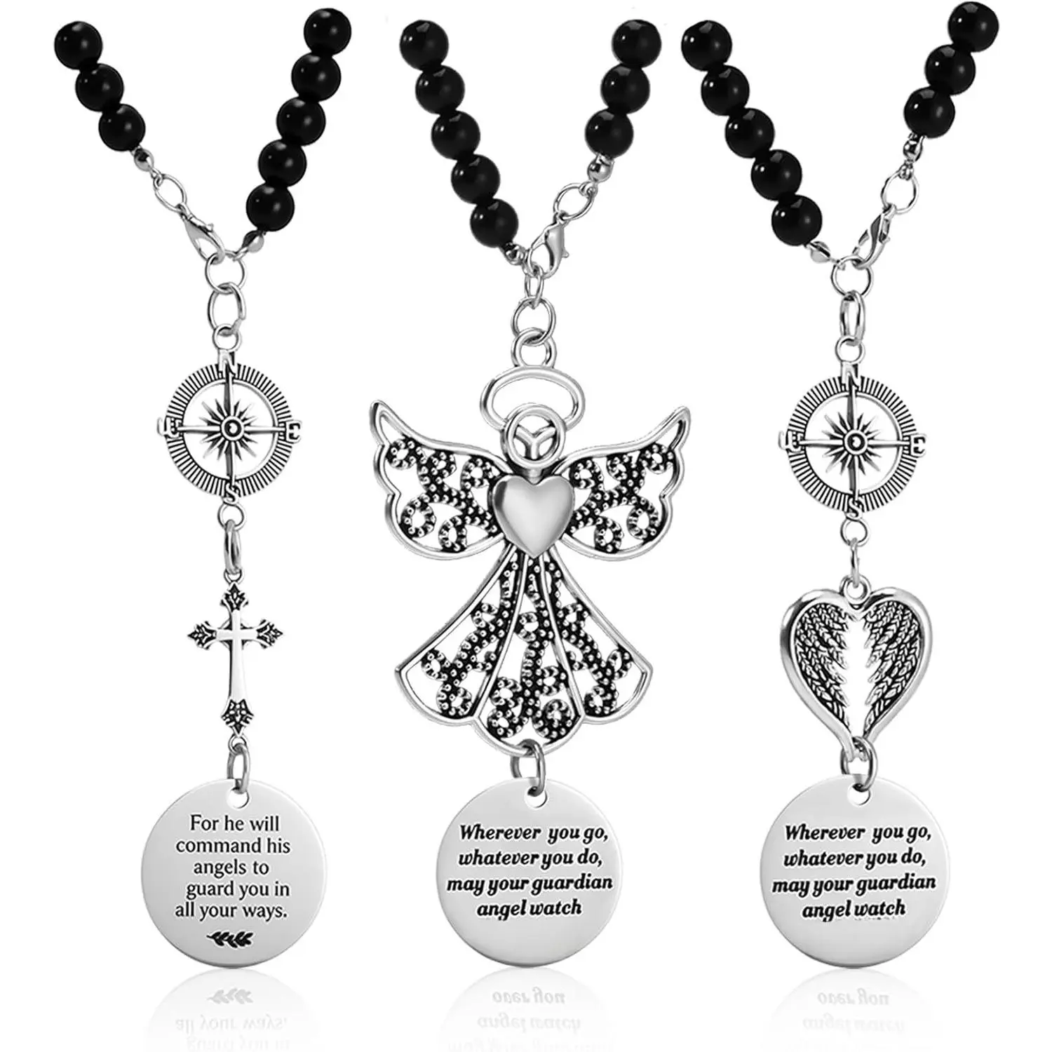 3 Pack Guardian Angel Rearview Mirror  Angel     | Guardian Angel  Ornament Rear View Mirror Hanger Decor Christian Religious Gifts