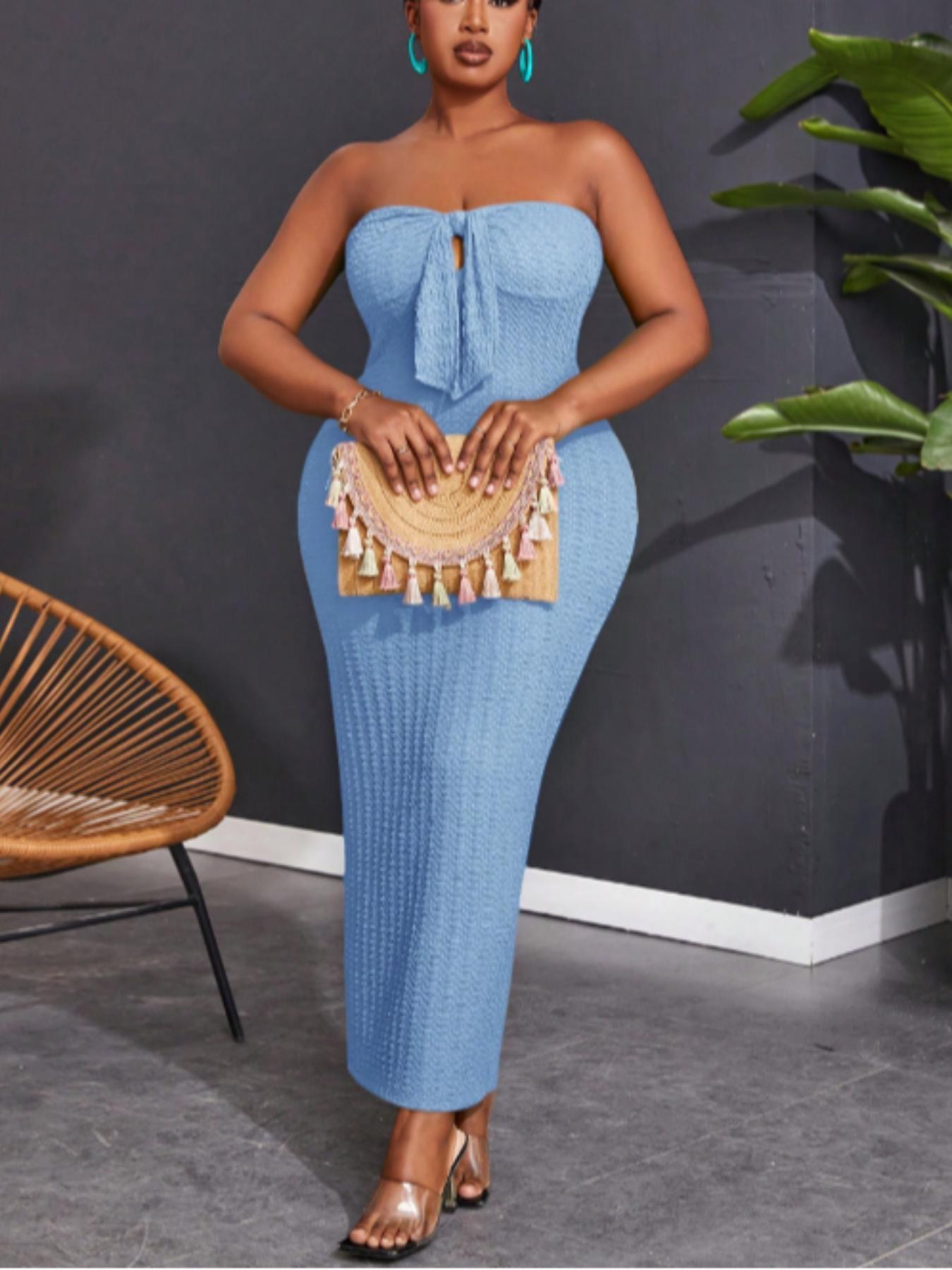 Women's Plain Tube Dress, Casual Bodycon Long Dress for Summer, Kids Clothes for Daily Wear, Womenswear, Sleeveless