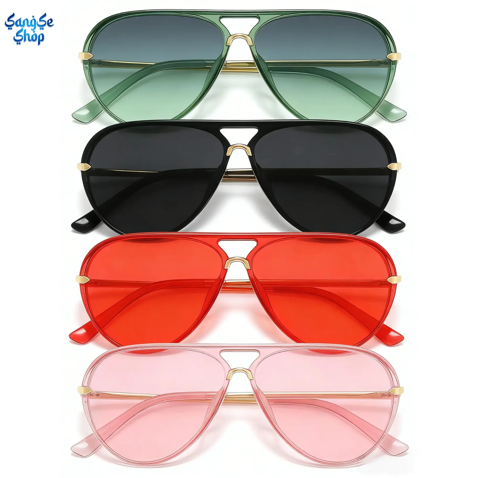 4-Pack Ombre Tinted Aviator Sunglasses for Women, Trendy Gradient Lens Fashion Shades, Stylish Lightweight UV Protection Eyewear, Retro Casual Frames for Summer Outdoor, Travel, Beach, Driving & Daily Wear