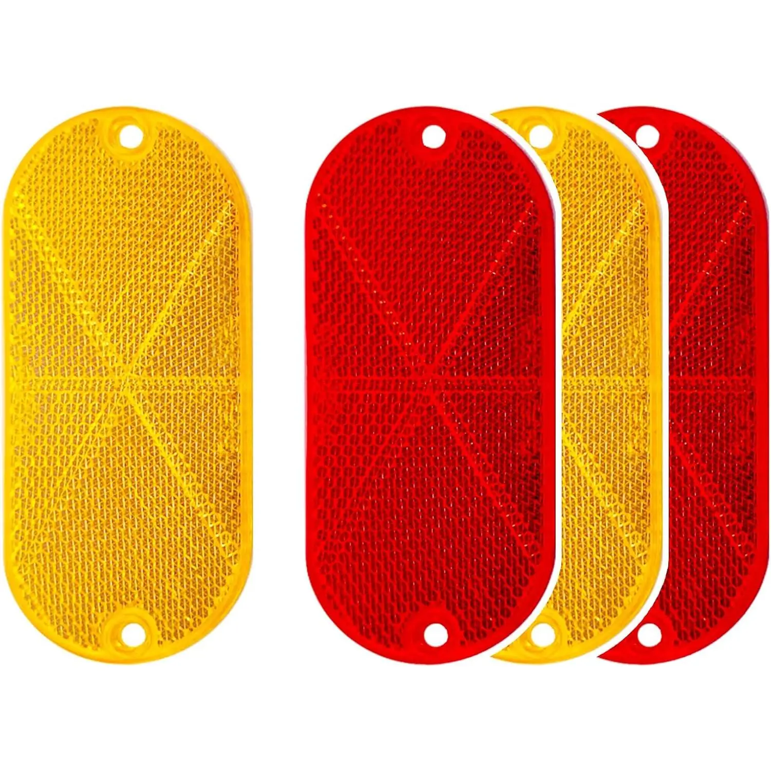 4 count Oval Safety Reflectors, 4.5 x 2 Inchs Self Adhesive Or Drill Mount,  Reflectors Quick Mount for , , Mailboxes Red/