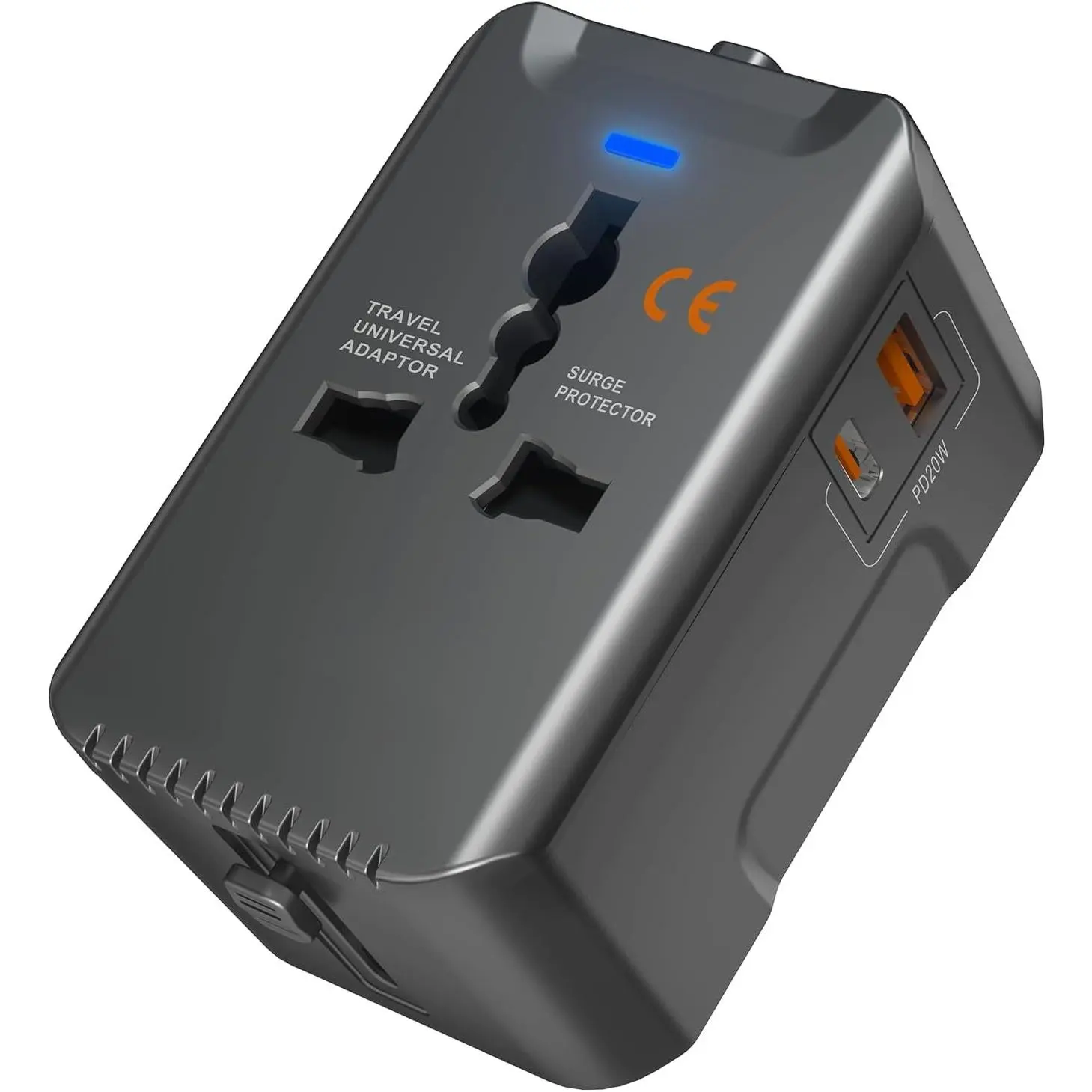 20W PD    Travel Adapter, 3-in-1 with 1 Type-C & 1 USB-A Ports, European Plug, International Power Adapter for /JP/EU/UK/AUS/CHN, Worldwide Travel Essentials