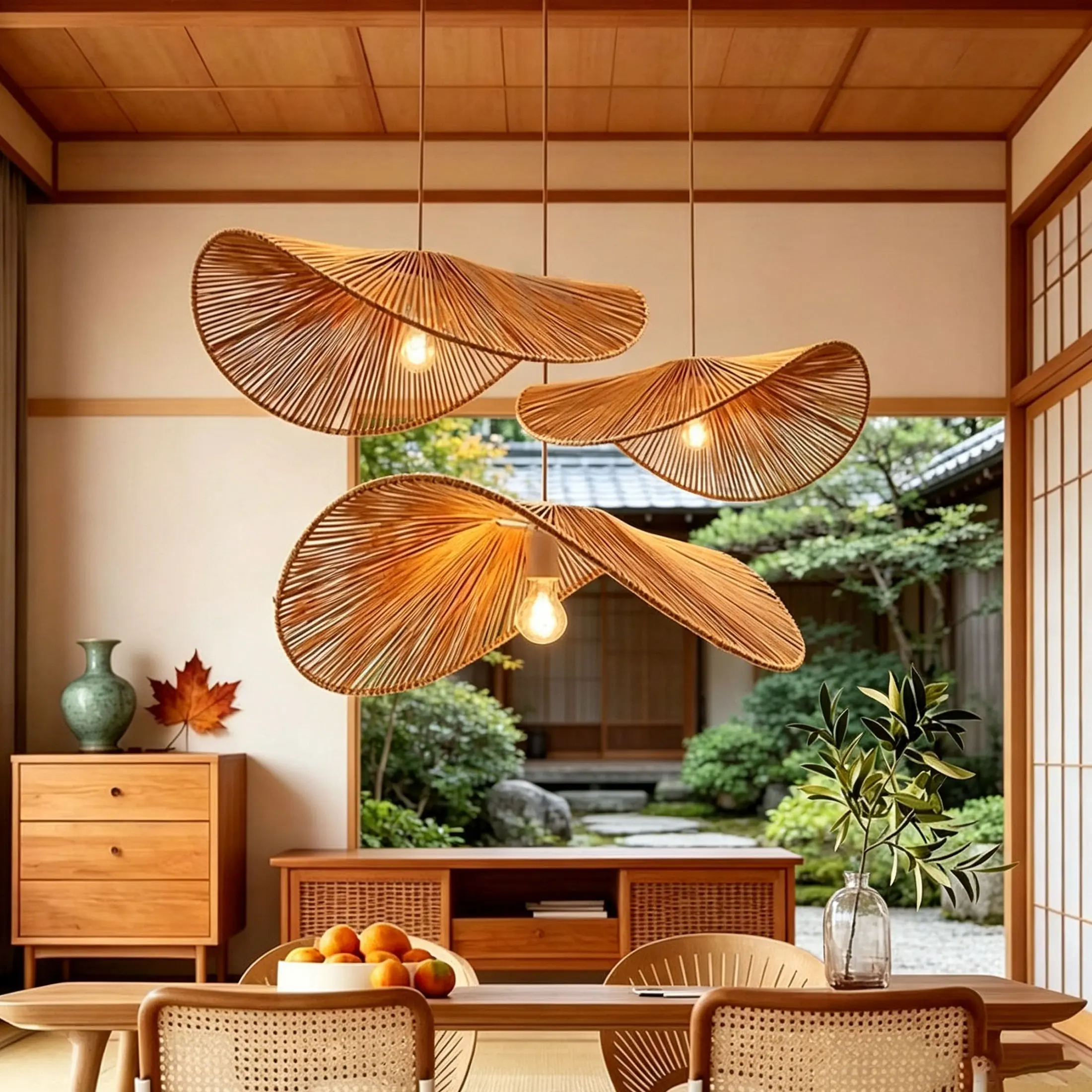 2-Pack 30cm/40cm Umbrella Large Decorative Lampshade, Handmade Paper Rope Weaving, Wabi-Kusa Style, Soft Light Diffusion, Restaurant/kitchen Island/motel Atmosphere