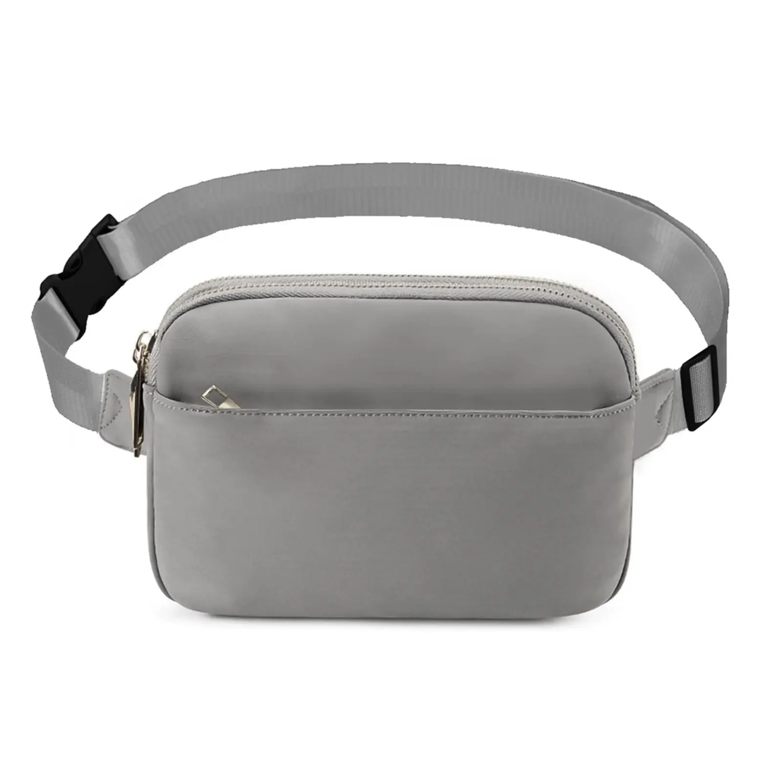 Light Gray Nylon Fanny Pack, Viral Adjustable Crossbody Waist Bag, Minimalist Multi Pocket Slim Belt Bag, Water Resistant Lightweight Sling Purse for Running Travel Shopping Daily Outdoor Sports