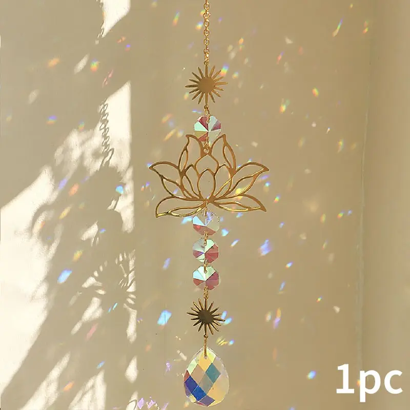 Colorful Hollow Lotus Window Hanging Ornament, Indoor Sun Catcher, Garden Sunroom Decor, Bedroom Decor, Home Wall Decoration